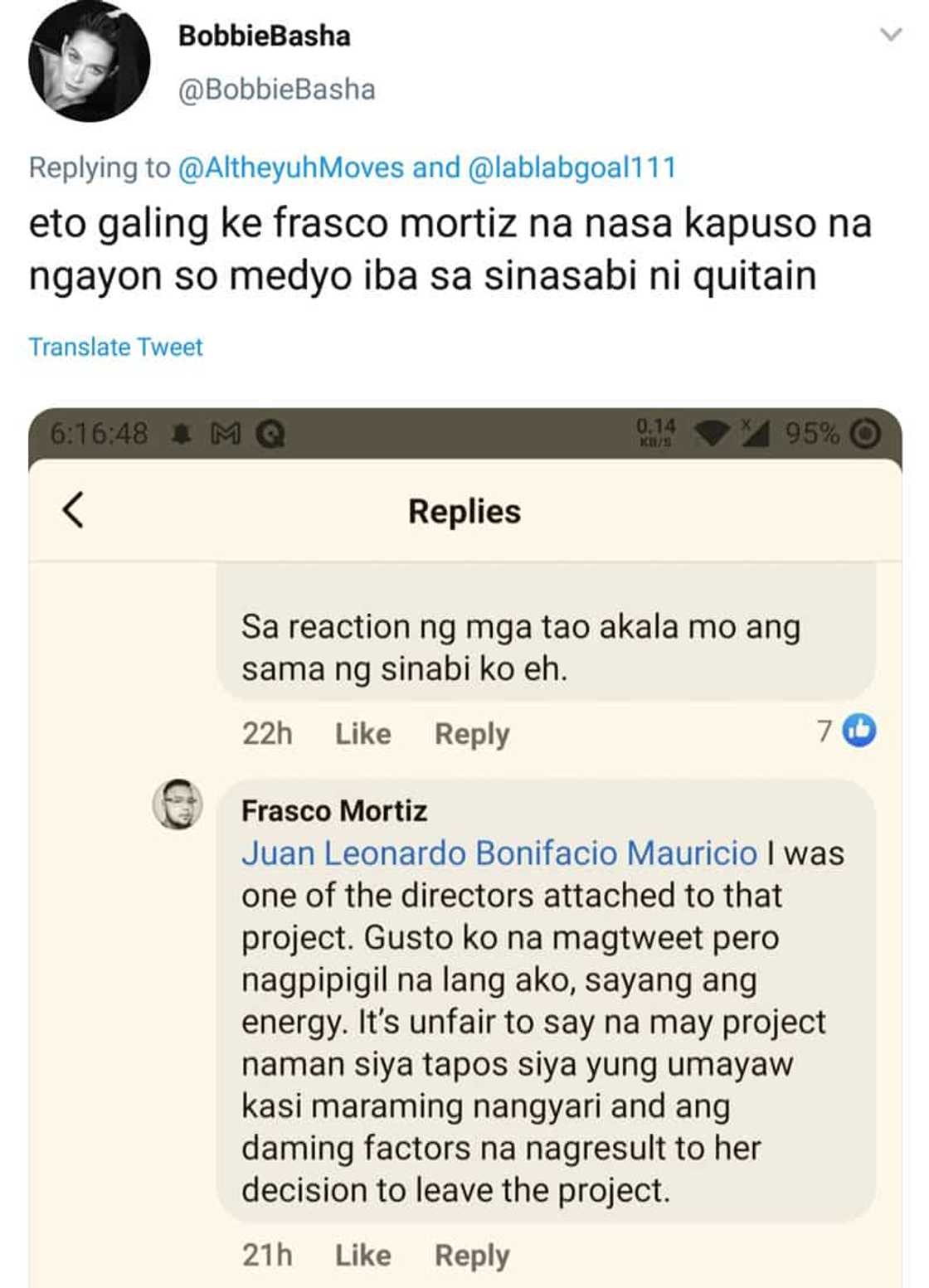 Frasco Mortiz, tinawag na "unfair" ang sabihing may project ang isang aktres pero inayawan lang
