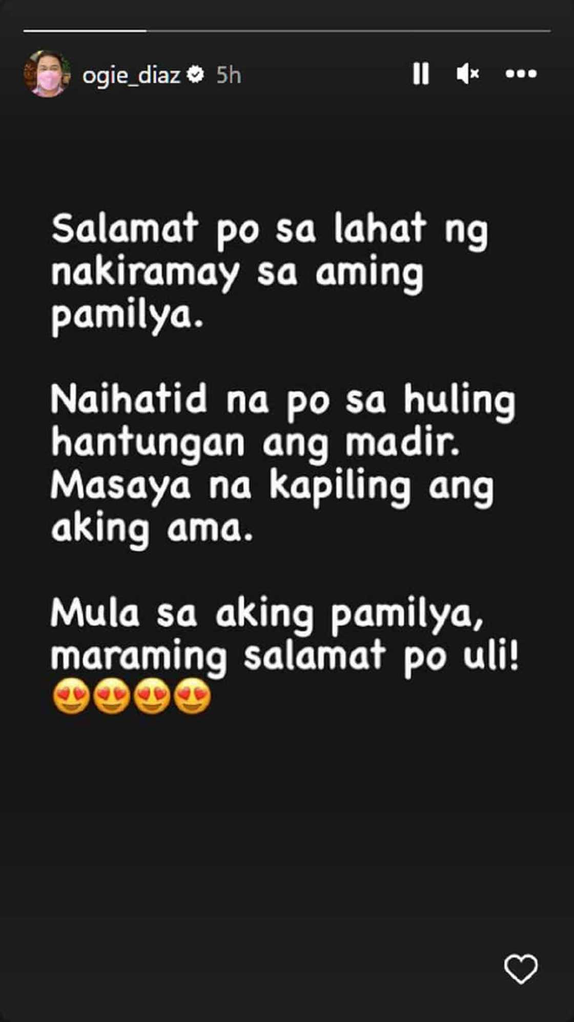 Ogie Diaz, naihatid na sa huling hantungan ang kanyang yumaong ina