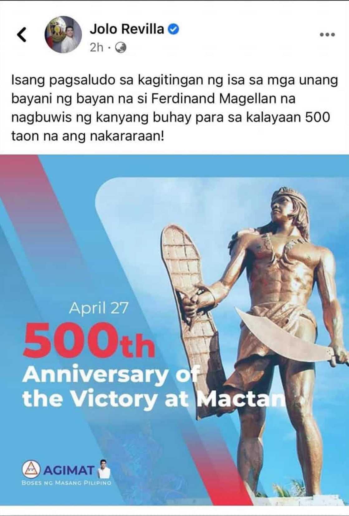 Vice Gov. Jolo Revilla blames intern for erroneous post calling Magellan a hero: It wasn't me Vice Gov. Jolo Revilla blames intern for erroneous post calling Magellan a hero: It wasn't me