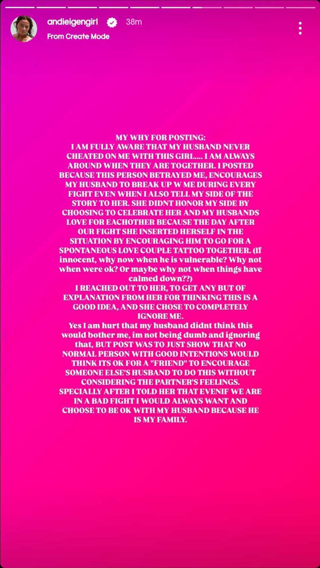 Andi Eigenmann, nagpaliwanag: "I posted because this person betrayed me" Andi Eigenmann, nagpaliwanag: "I posted because this person betrayed me"
