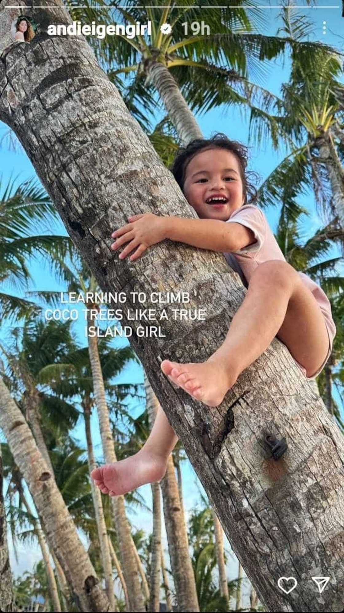 Andi Eigenmann posts glimpse of Lilo climbing coconut tree: “Like a true island girl”
