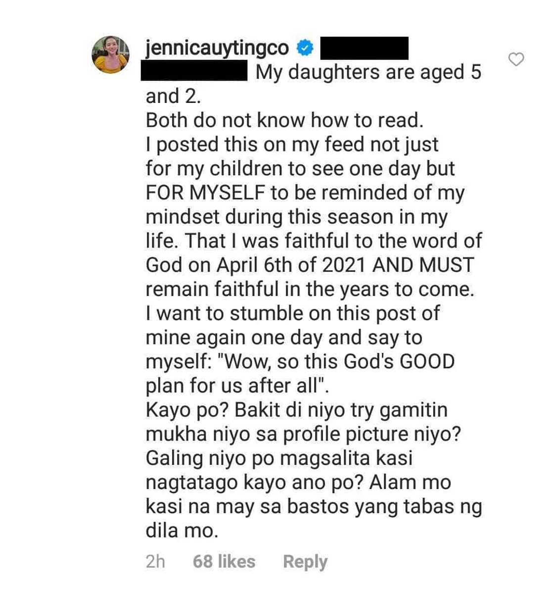 Jennica Garcia, sinupalpal ang netizen na nambatikos sa kanyang post sa IG Jennica Garcia, sinupalpal ang netizen na nambatikos sa kanyang post sa IG
