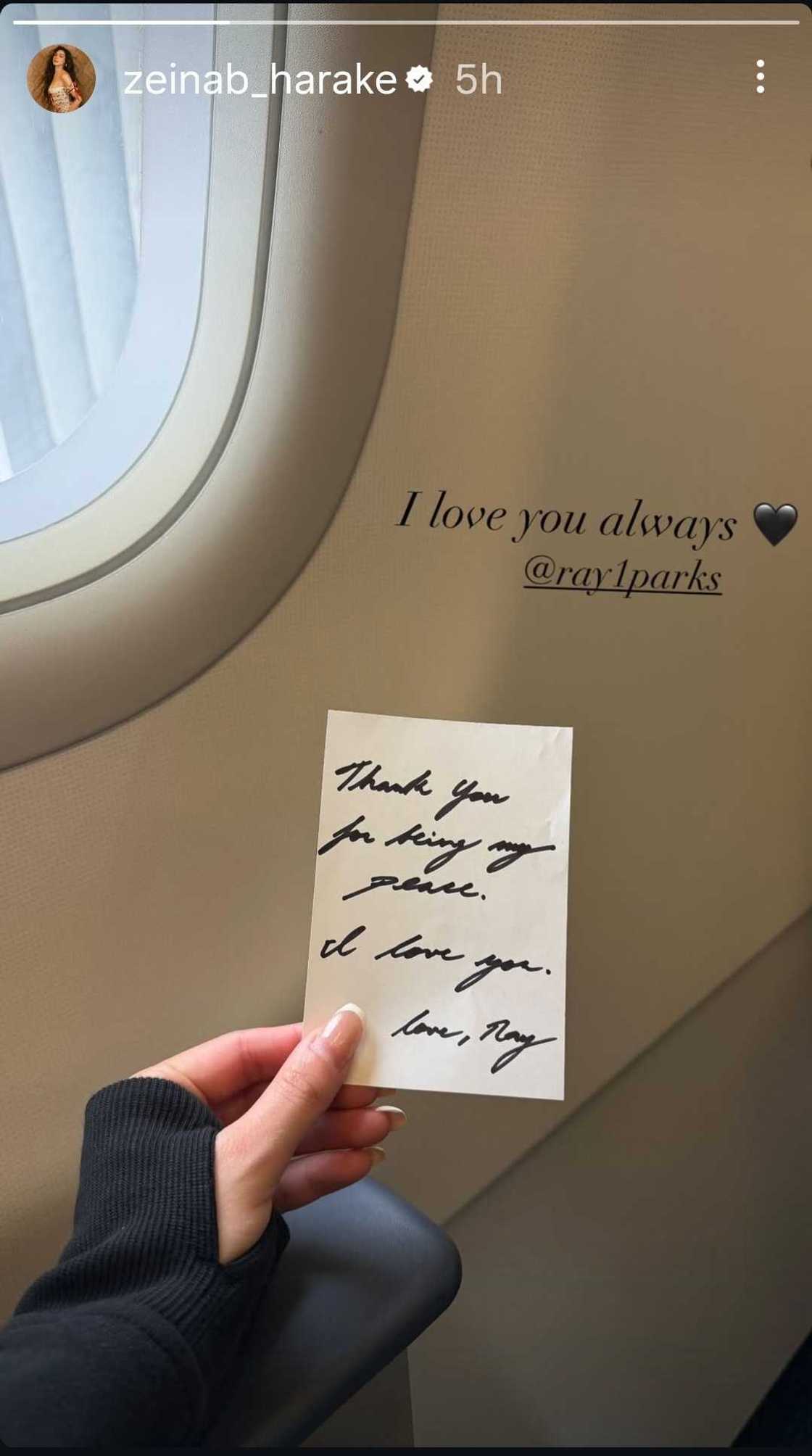 Zeinab Harake shows off touching note from Ray Parks Jr. Zeinab Harake shows off touching note from Ray Parks Jr.