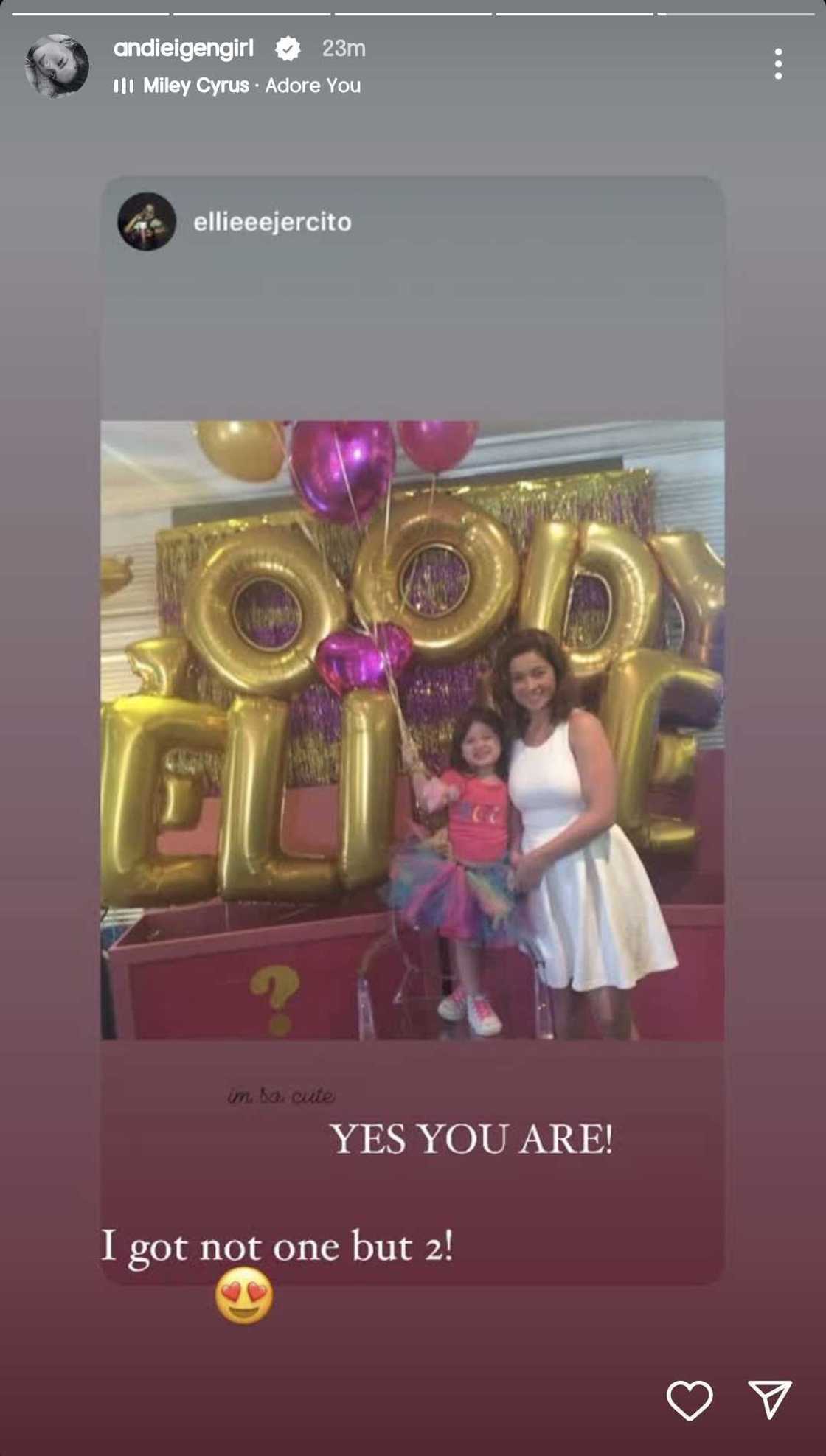 Andi Eigenmann, kinilig sa "first social media greeting" ni Ellie sa kanya Andi Eigenmann, kinilig sa "first social media greeting" ni Ellie sa kanya