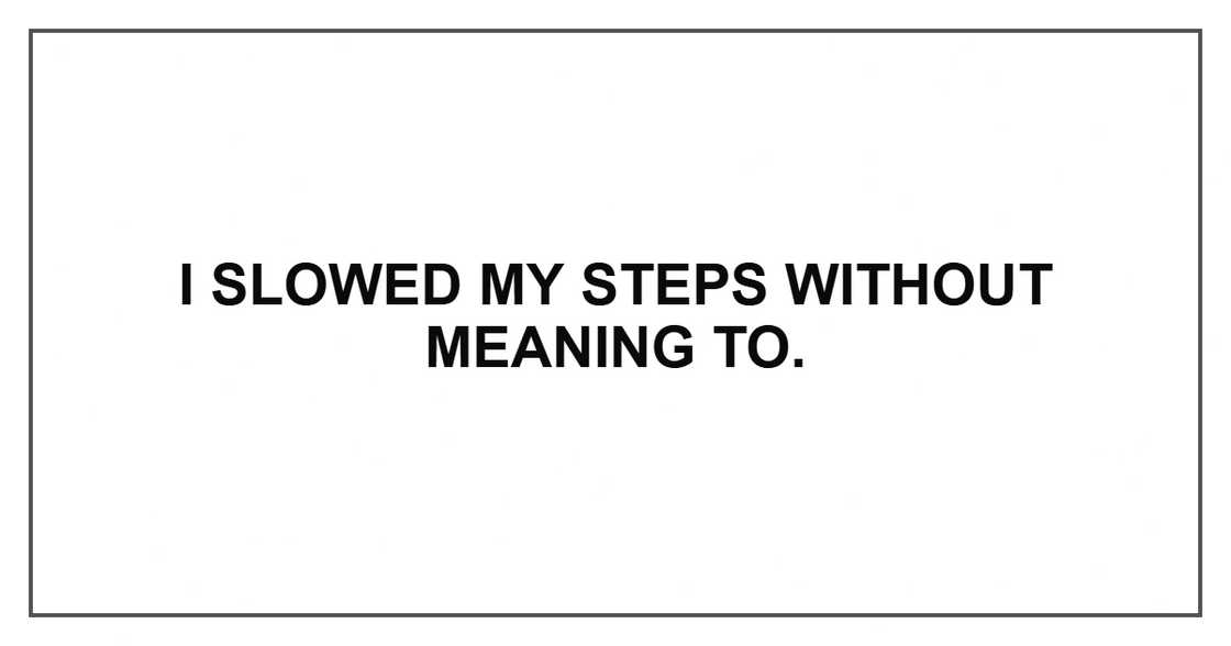 I slowed my steps without meaning to. I slowed my steps without meaning to.
