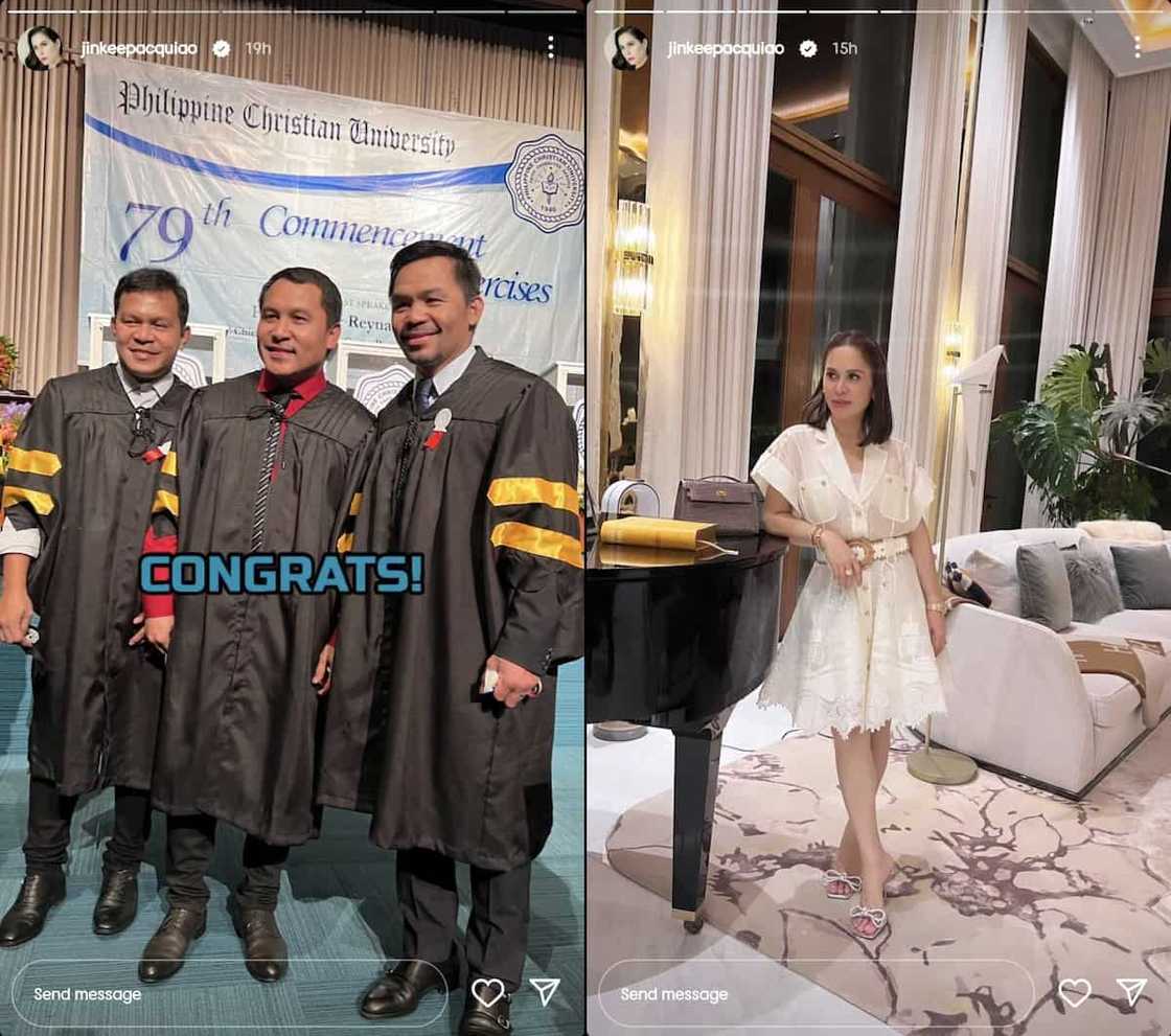 Manny Pacquiao earns master's degree from PCU; Jinkee Pacquiao posts photos Manny Pacquiao earns master's degree from PCU; Jinkee Pacquiao posts photos