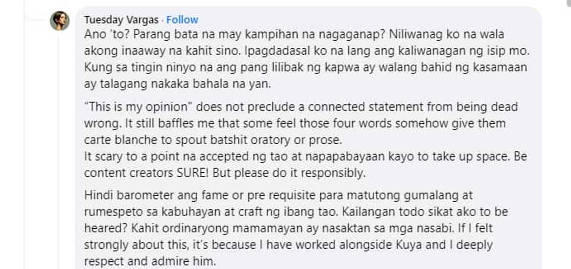 Tuesday Vargas kay Valentine Rosales: "Ano to? Parang bata na may kampihan na nagaganap?"