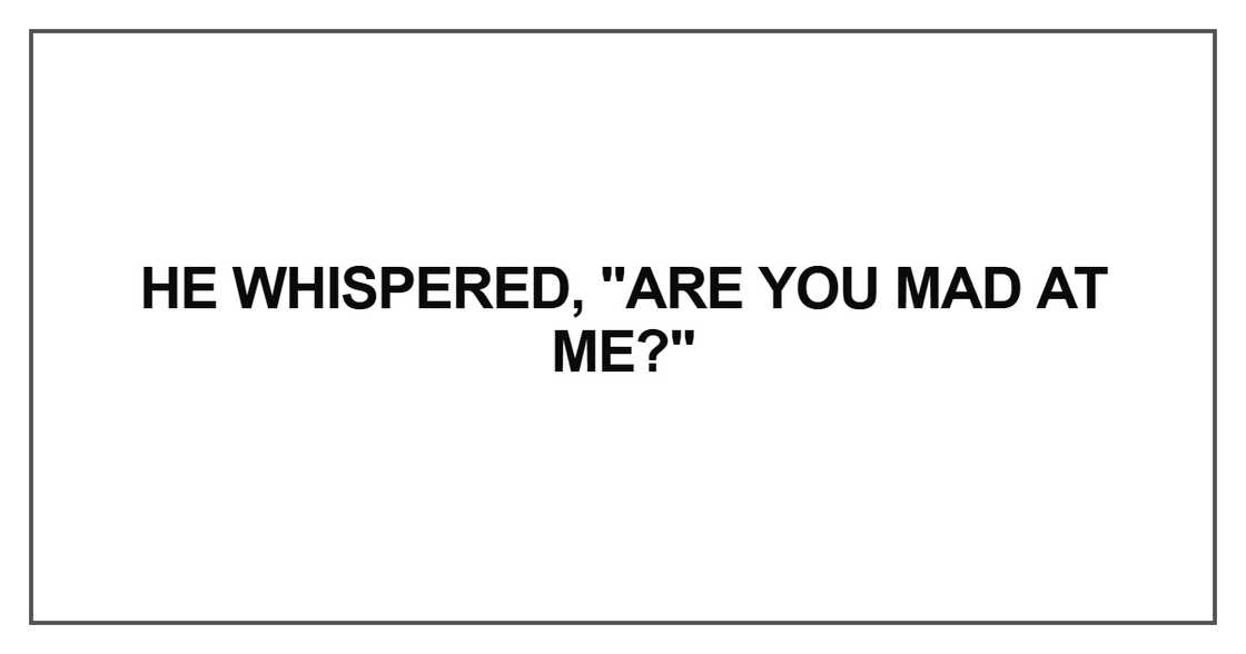 He whispered, "Are you mad at me