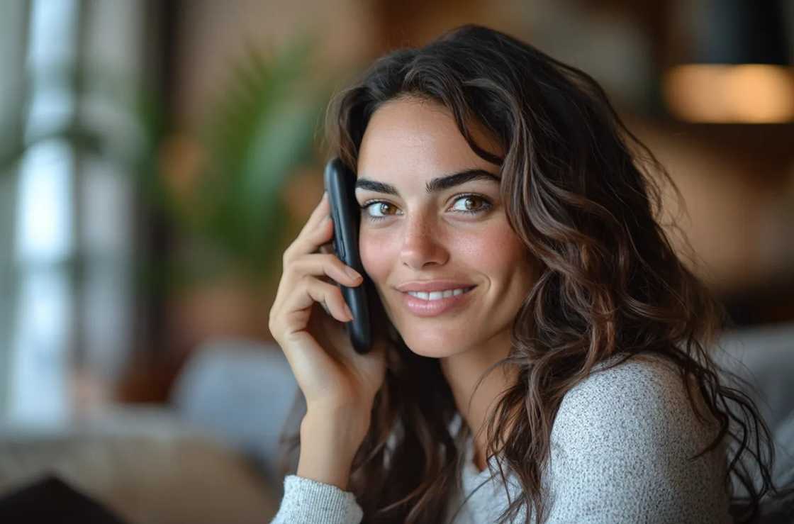 A woman speaking on her cell phone A woman speaking on her cell phone