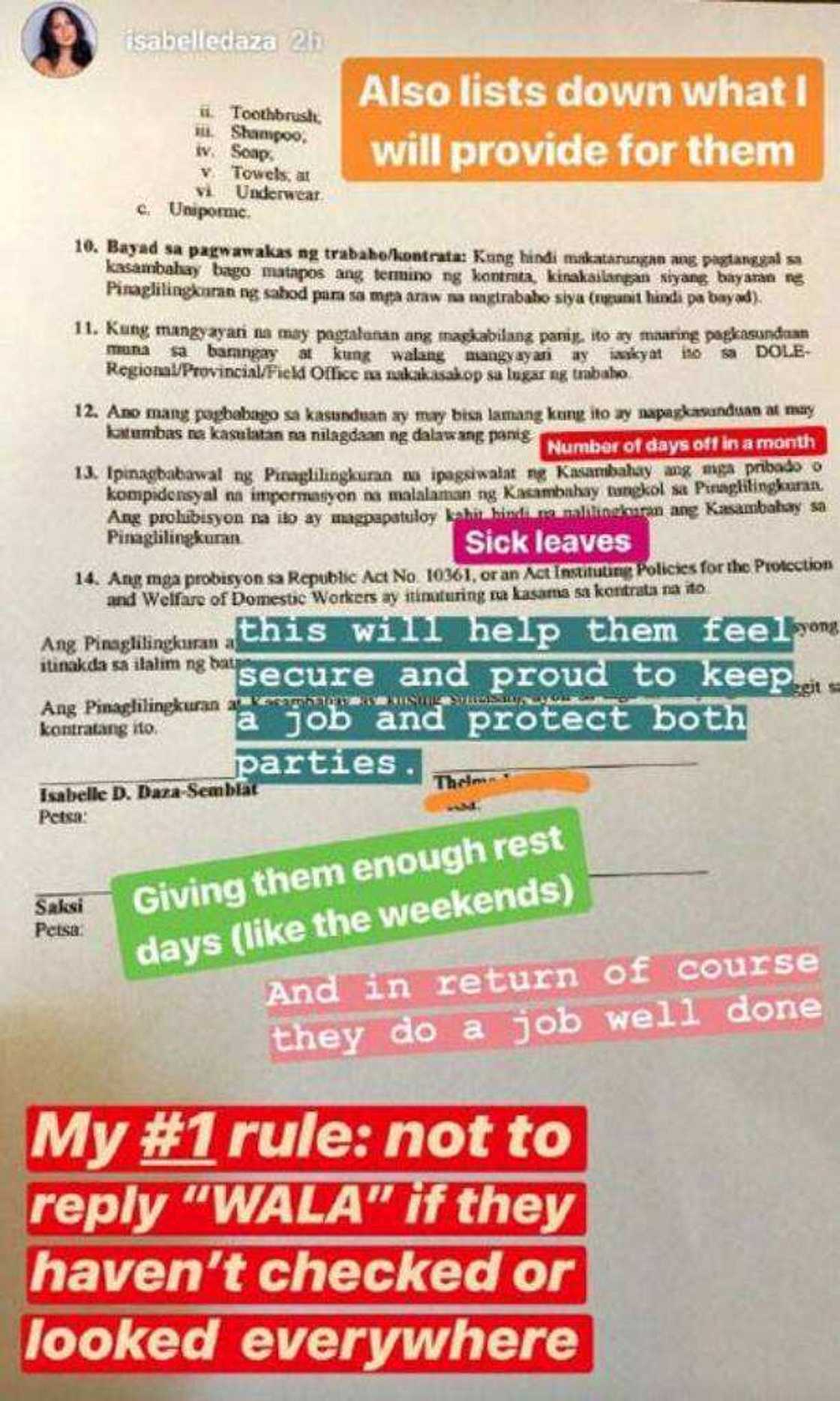 Detalyado! Isabelle Daza, ipinakita ang kopya ng kontrata ng kanyang mga kasambahay Detalyado! Isabelle Daza, ipinakita ang kopya ng kontrata ng kanyang mga kasambahay