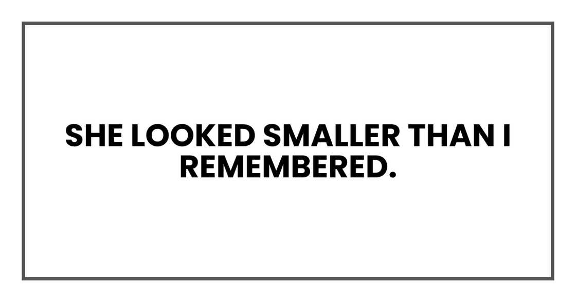 she looked smaller than I remembered she looked smaller than I remembered