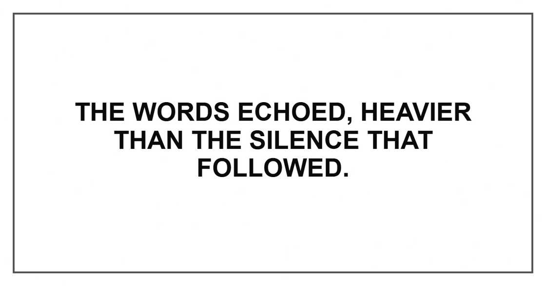 The words echoed, heavier than the silence that followed.