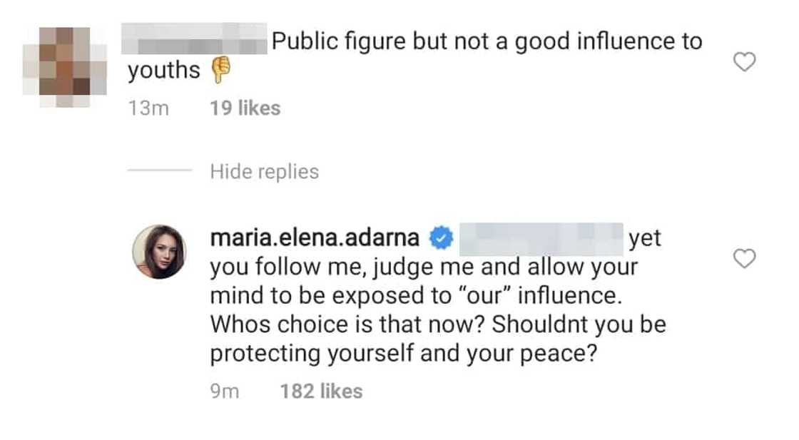 Ellen Adarna slams basher who told her she's not a good influence to the youth Ellen Adarna slams basher who told her she's not a good influence to the youth