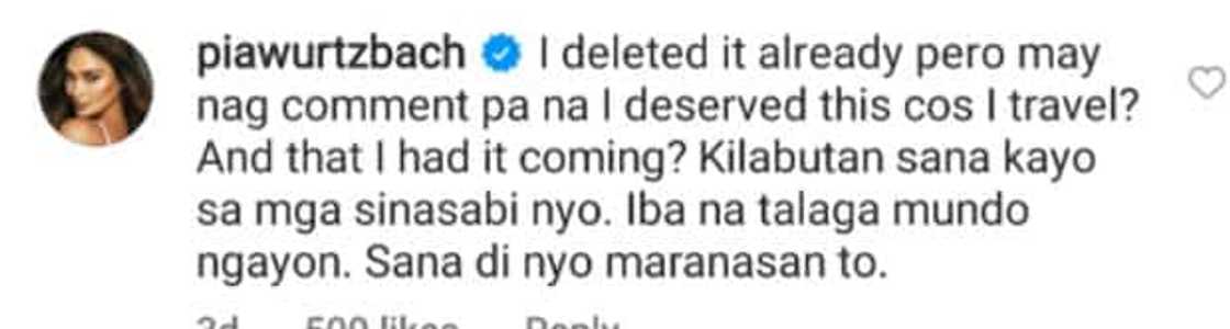 Pia Wurtzbach, binweltahan ang nagsabi na deserve niya ang ma-COVID Pia Wurtzbach, binweltahan ang nagsabi na deserve niya ang ma-COVID