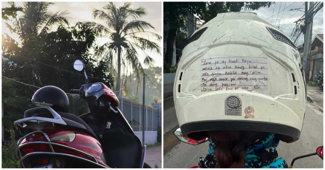 Netizens, naantig sa isang babaeng rider: "May pa-message siya sa helmet" Netizens, naantig sa isang babaeng rider: "May pa-message siya sa helmet"