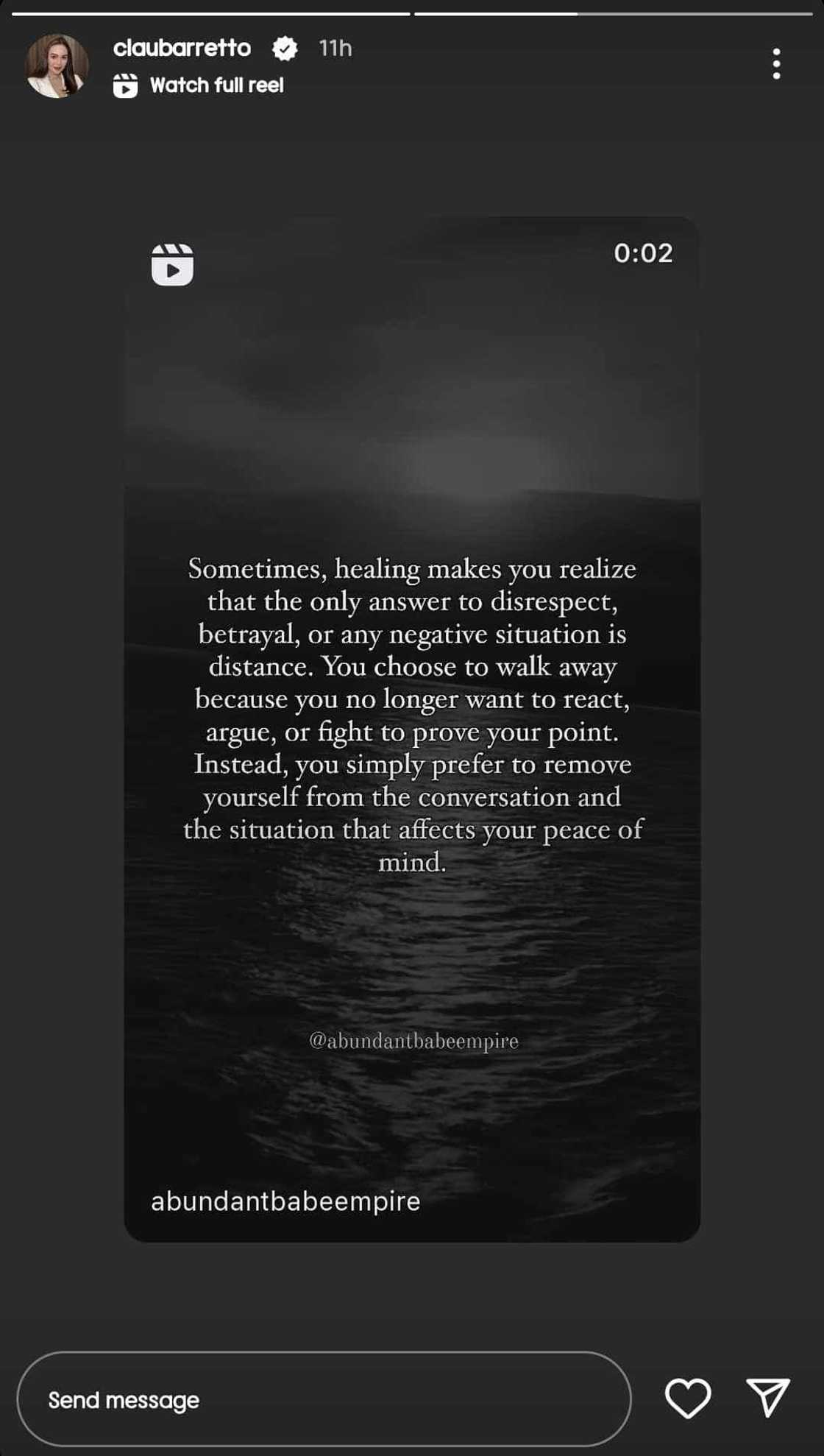 Claudine Barretto shares a quote card about healing and self-realization Claudine Barretto shares a quote card about healing and self-realization