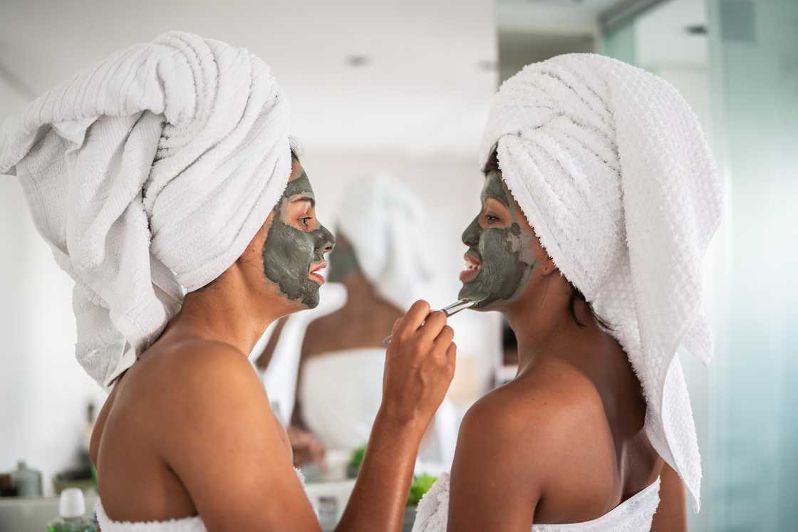 Two ladies having facial at home