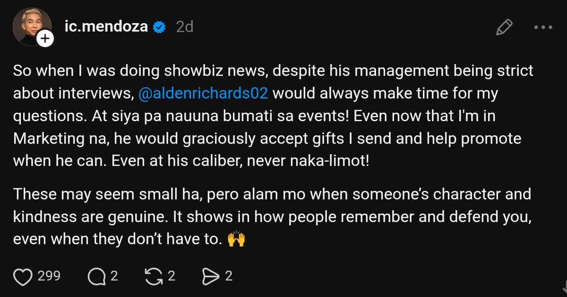 IC Mendoza, ibinahagi ang hindi malilimutang karanasan kay Alden Richards