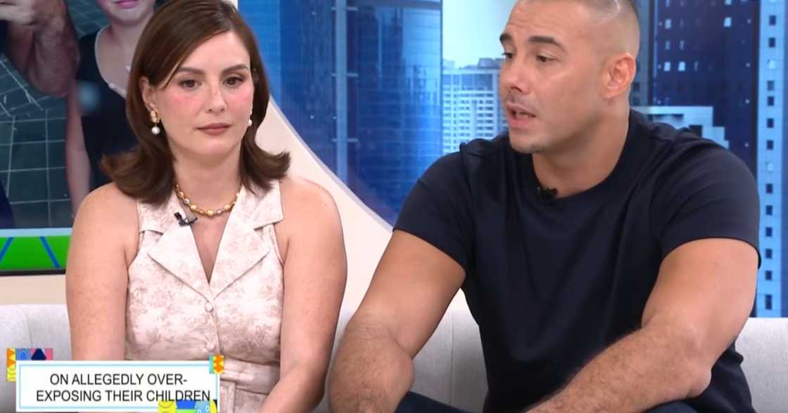 Doug Kramer at Chesca Garcia-Kramer, nag-react sa akusasyong ino-overexpose nila ang mga anak nila (Screenshot from Fast Talk with Boy Abunda via GMA Network)
