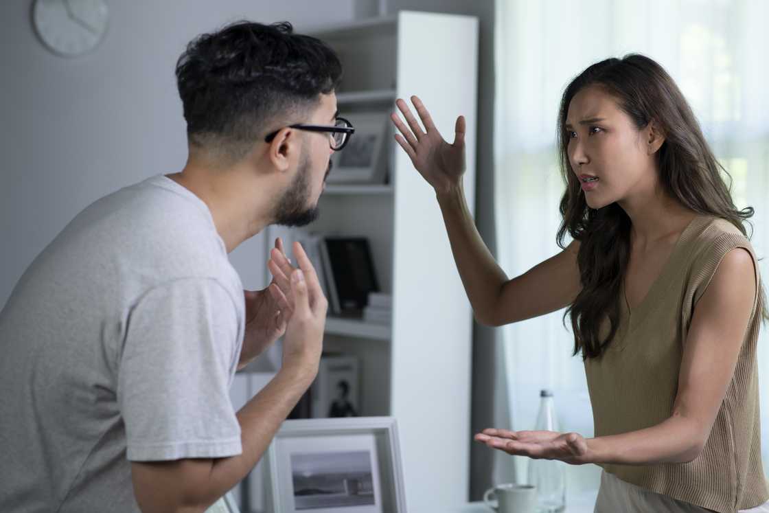 A couple shouting at each other