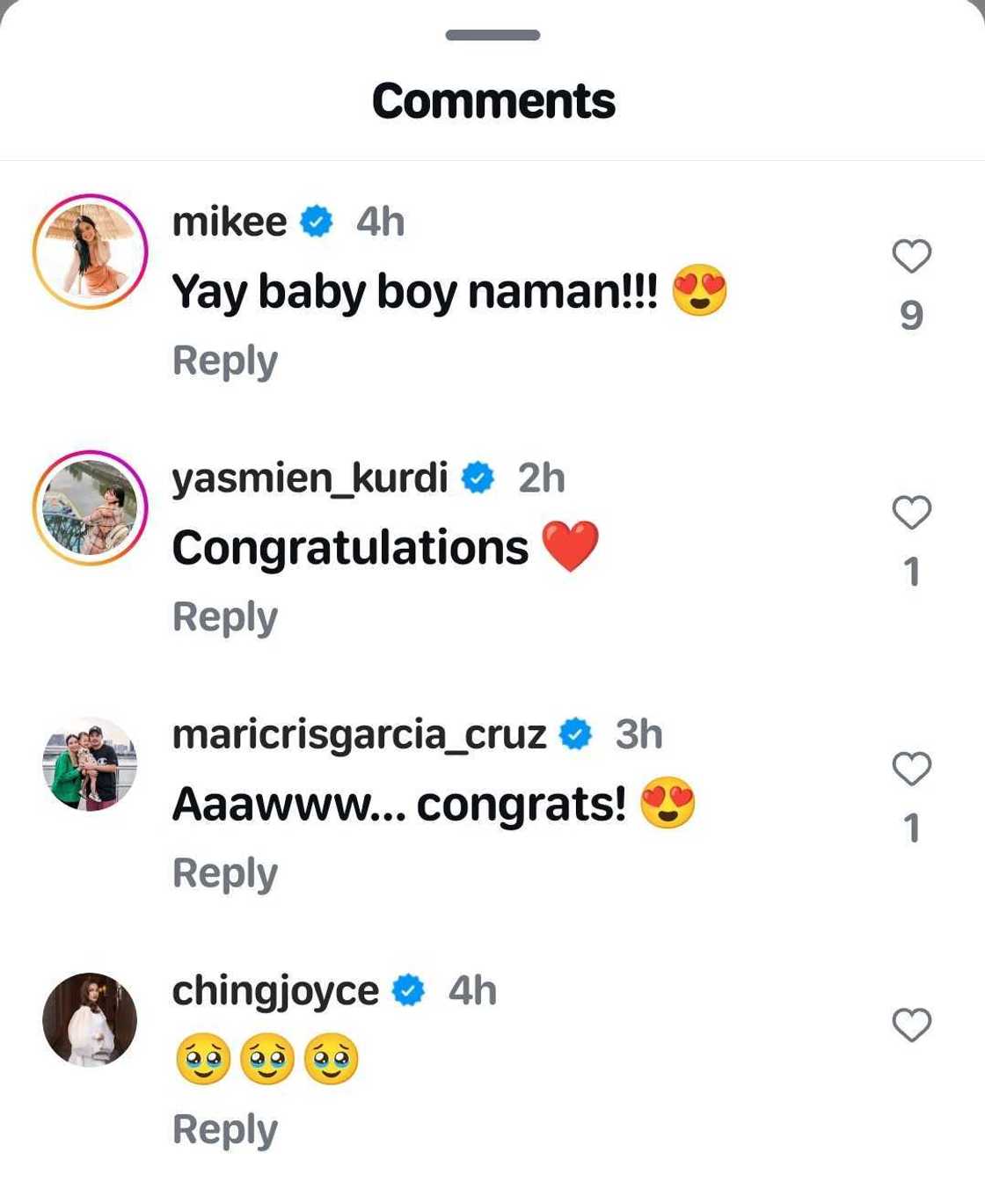 Celebrities, nag-react sa pag-welcome nina Vin Abrenica at Sophie Albert sa 2nd baby nila