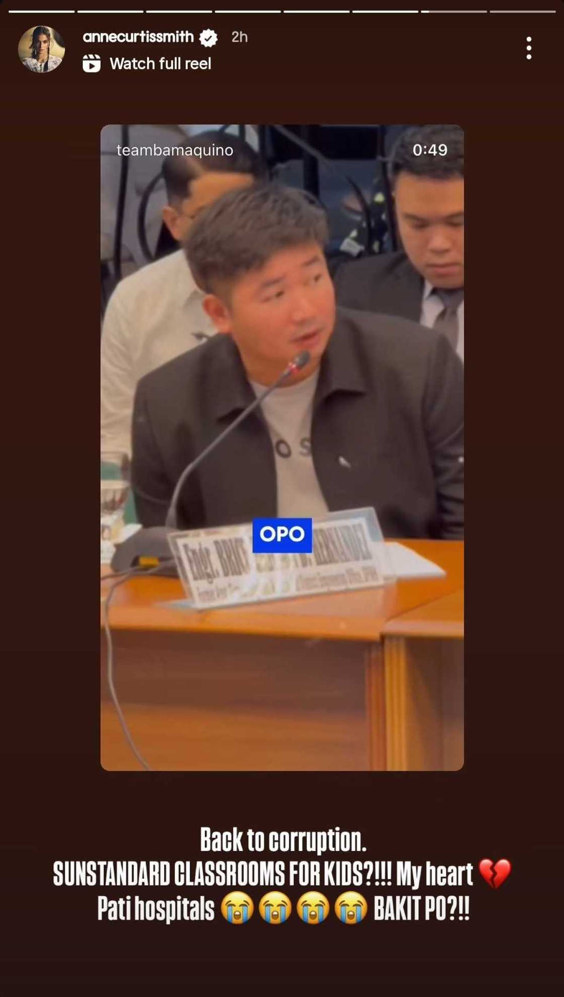 Anne Curtis, nanlumo sa sinabi ni Brice Hernandez sa SBRC hearing: "BAKIT PO?!"