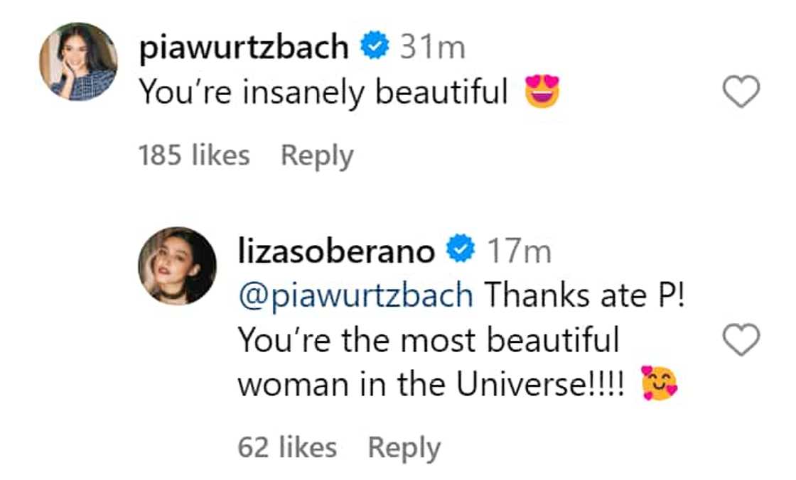 Pia Wurtzbach gushed over Liza Soberano’s new stunning pics Pia Wurtzbach gushed over Liza Soberano’s new stunning pics