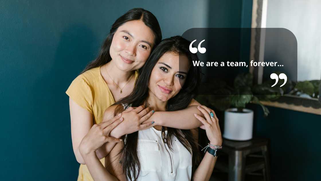 Friends hugging Friends hugging