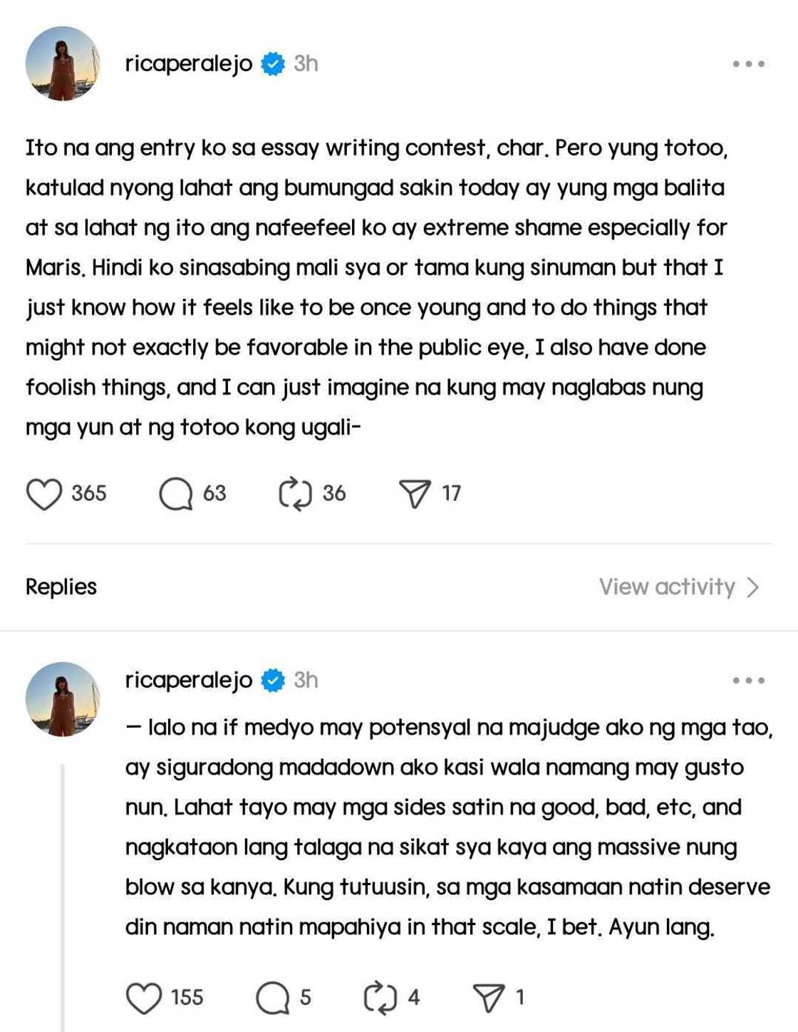 Rica Peralejo reflects on "Maris" issue: "I also have done foolish things" Rica Peralejo reflects on "Maris" issue: "I also have done foolish things"