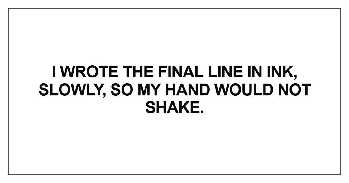 I wrote the final line in ink I wrote the final line in ink