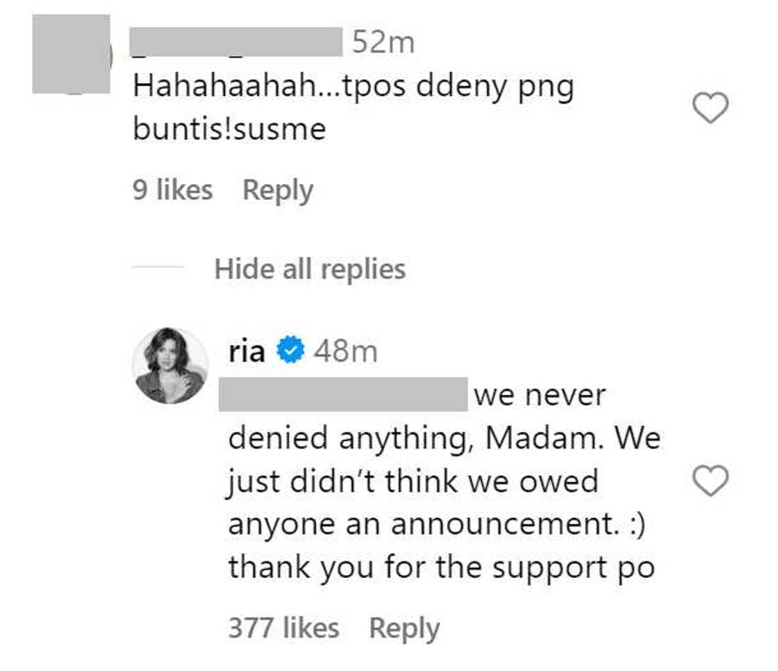 Ria Atayde, matapang na sinagot ang basher: “We never denied anything, Madam” Ria Atayde, matapang na sinagot ang basher: “We never denied anything, Madam”