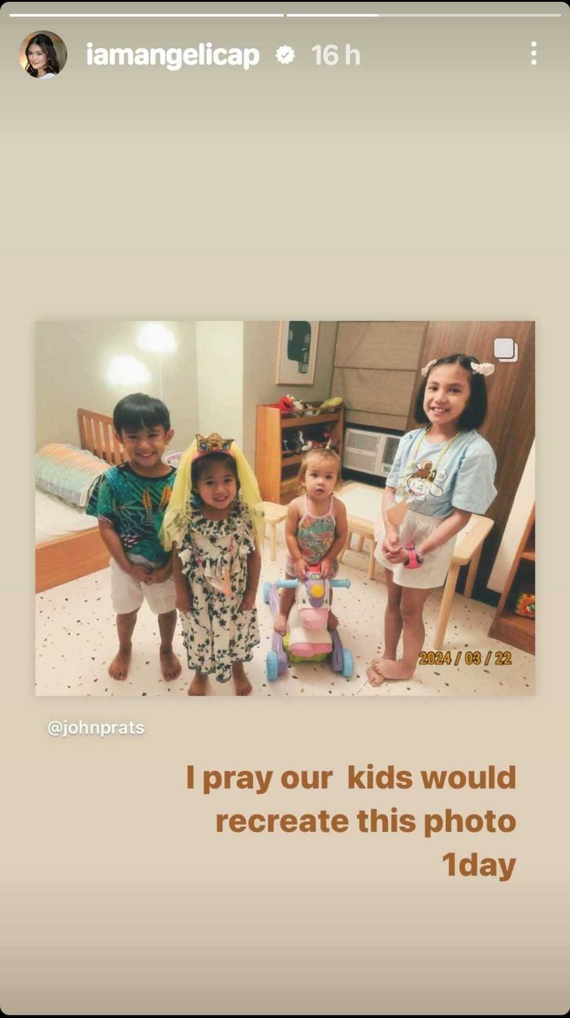 Angelica Panganiban sa pic ni Baby Bean, mga anak ni John Prats: “pray our kids would recreate this”