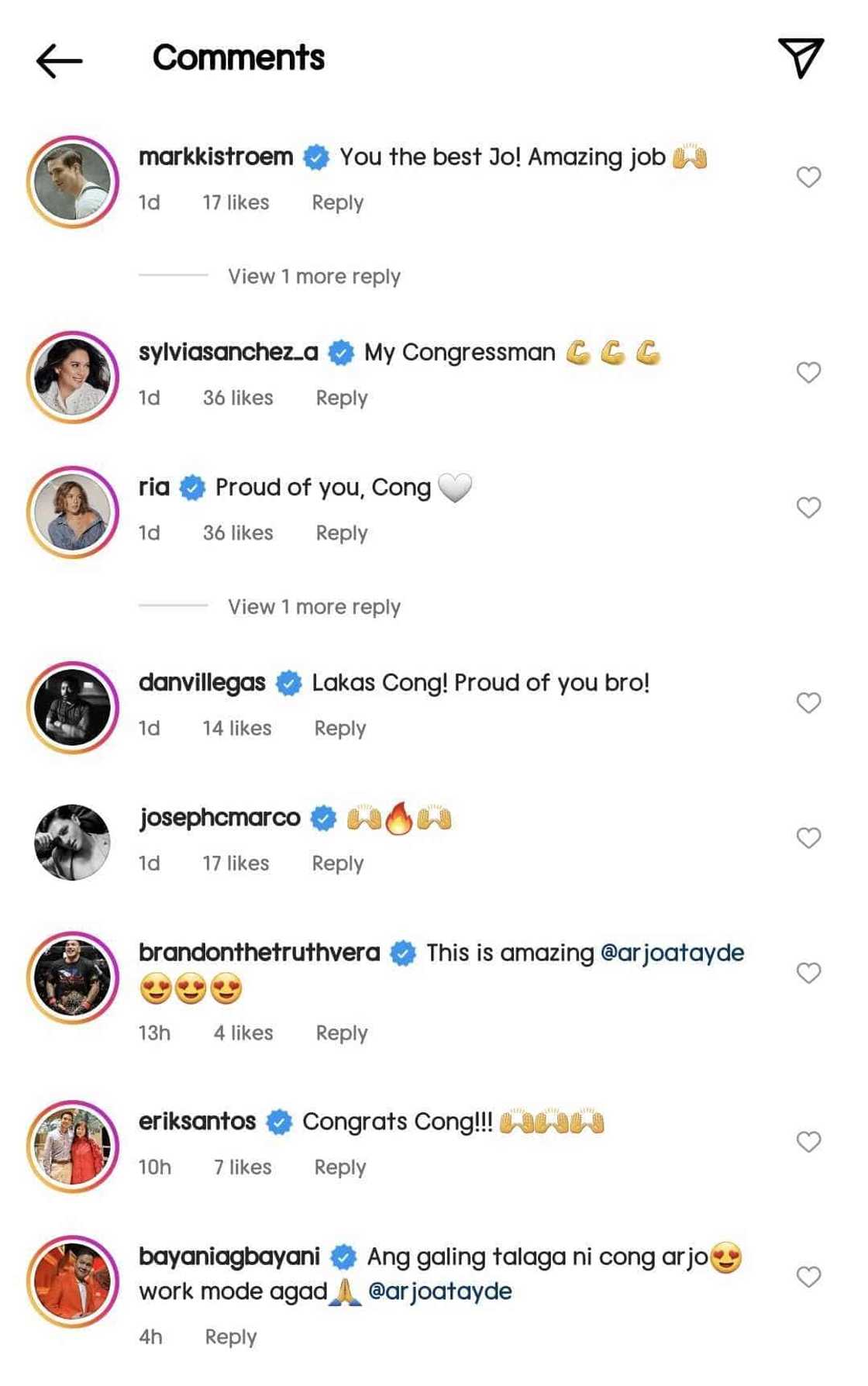 Celebrities react to Arjo Atayde's "first bills filed" post on social media Celebrities react to Arjo Atayde's "first bills filed" post on social media