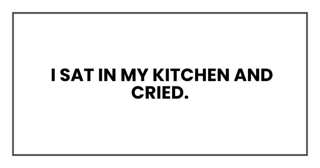 I sat in my kitchen and cried. I sat in my kitchen and cried.