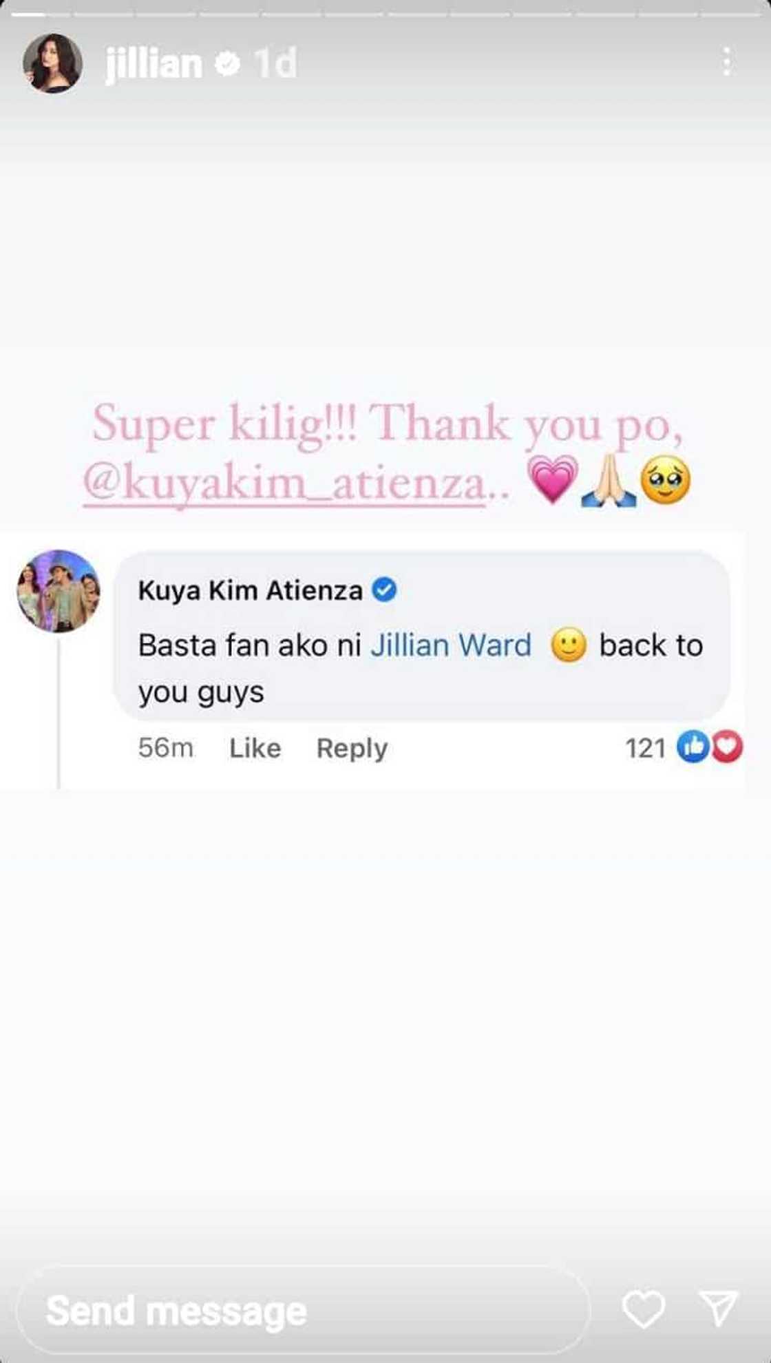 Jillian Ward, “super kilig” sa comment ni Kuya Kim Atienza na nagpapahayag ng suporta sa aktres