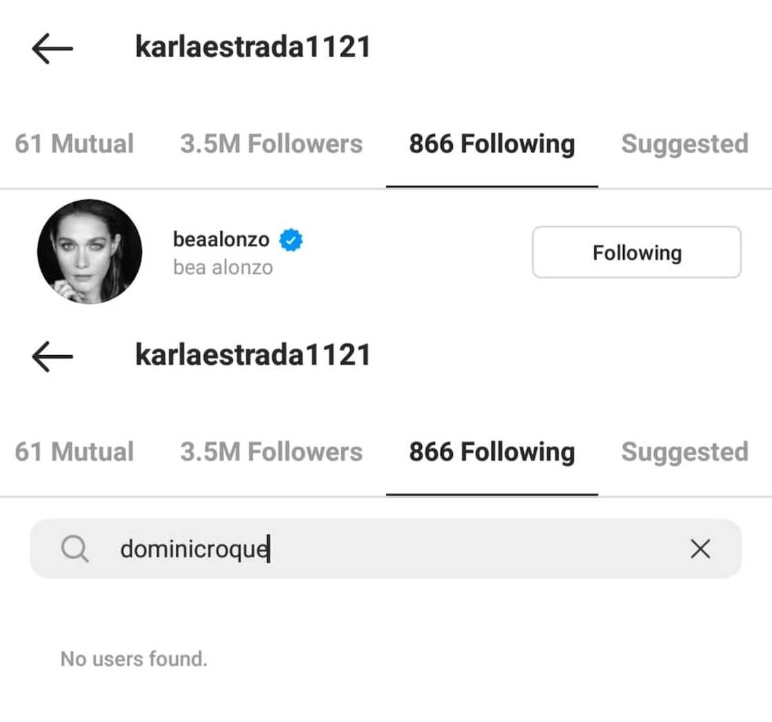 Karla Estrada refollows Bea Alonzo in Instagram; did not refollow Dominic Roque Karla Estrada refollows Bea Alonzo in Instagram; did not refollow Dominic Roque