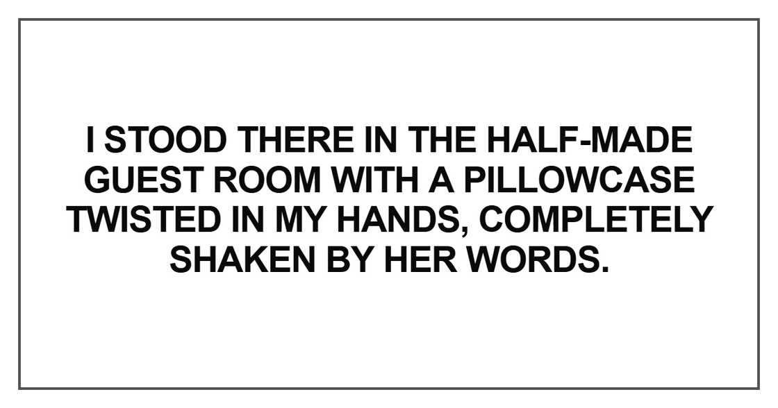 I stood there in the half-made guest room with a pillowcase I stood there in the half-made guest room with a pillowcase