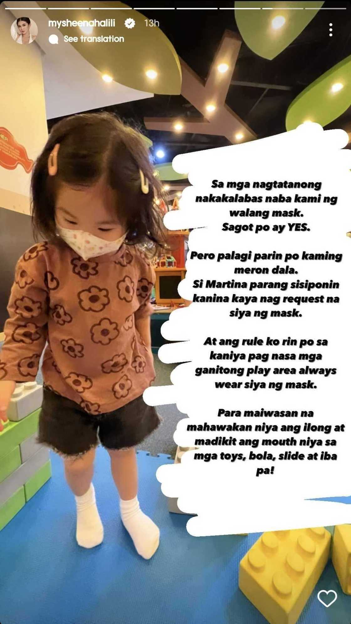 Sheena Halili, ipinaliwanag kung bakit naka-mask paminsan si Martina sa labas Sheena Halili, ipinaliwanag kung bakit naka-mask paminsan si Martina sa labas