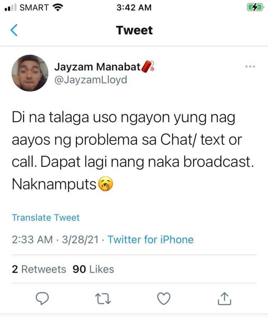 Jayzam Manabat ng JaMill, viral dahil sa "broadcast" post nito sa gitna ng Jelai-Jon isyu Jayzam Manabat ng JaMill, viral dahil sa "broadcast" post nito sa gitna ng Jelai-Jon isyu