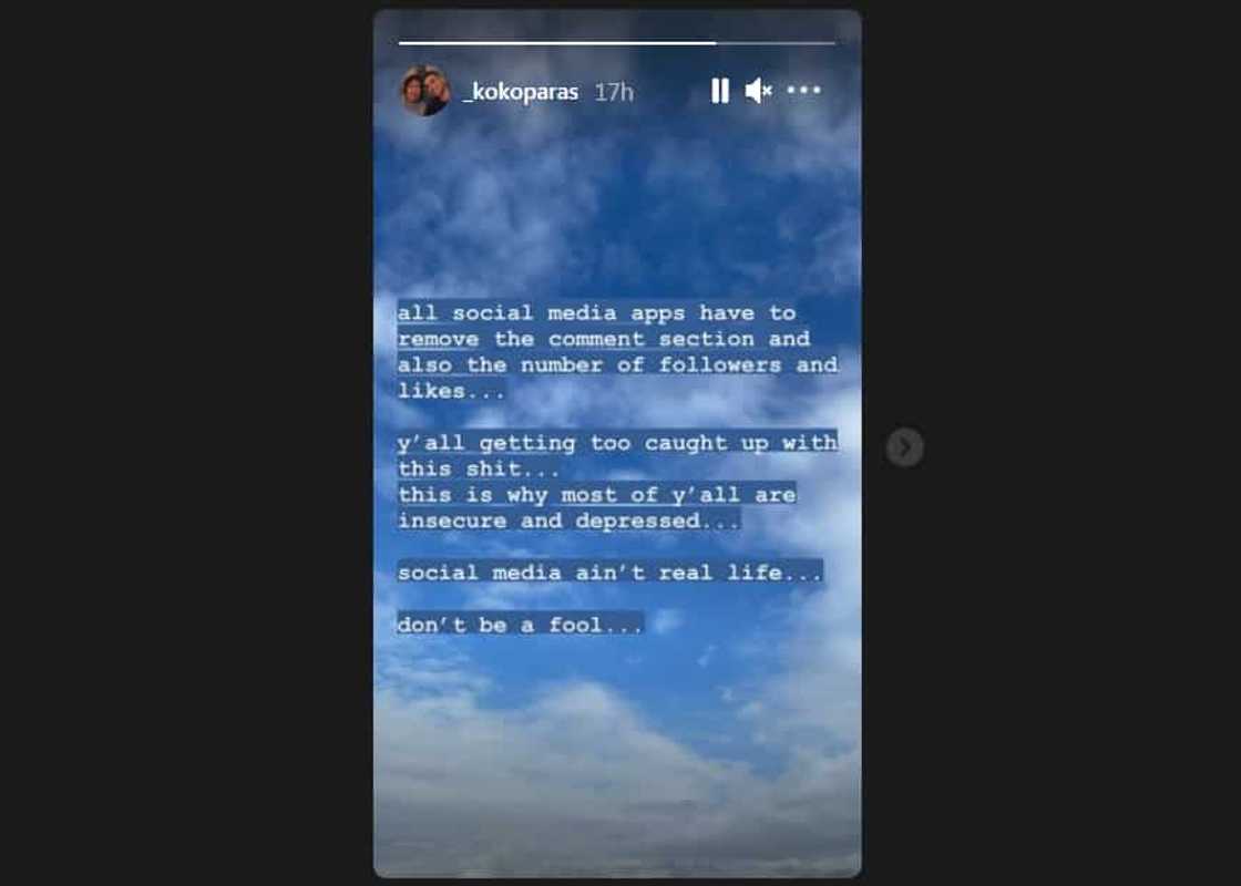 Kobe Paras states socmed should stop displaying comments, followers, likes Kobe Paras states socmed should stop displaying comments, followers, likes