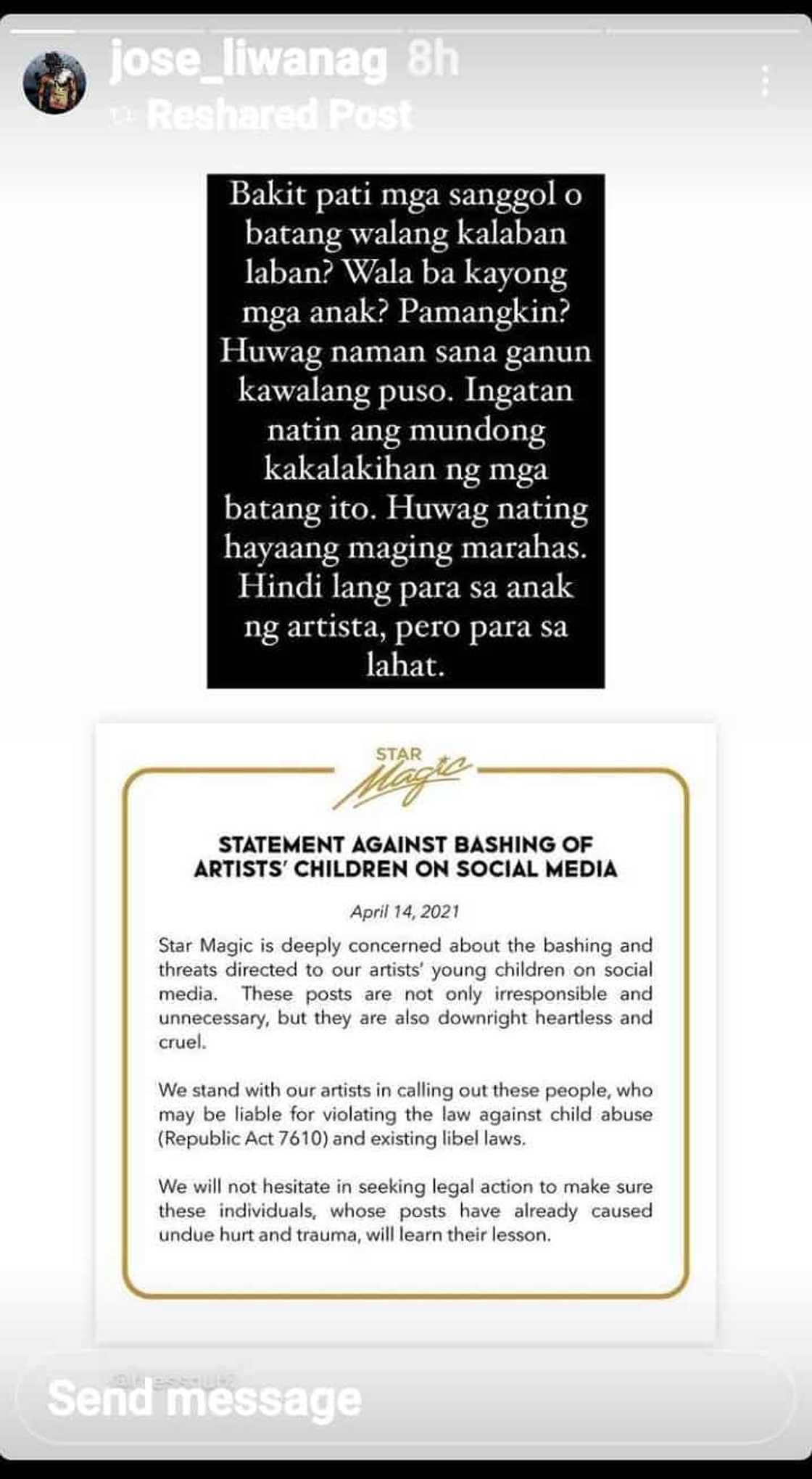 Carlo Aquino airs fiery message to bashers of innocent children anew Carlo Aquino airs fiery message to bashers of innocent children anew