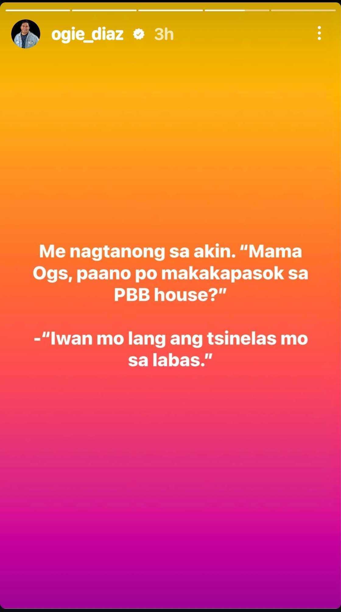Ogie Diaz, may kwelang sagot sa nagtanong sa kanya kung paano makakapasok sa PBB house Ogie Diaz, may kwelang sagot sa nagtanong sa kanya kung paano makakapasok sa PBB house