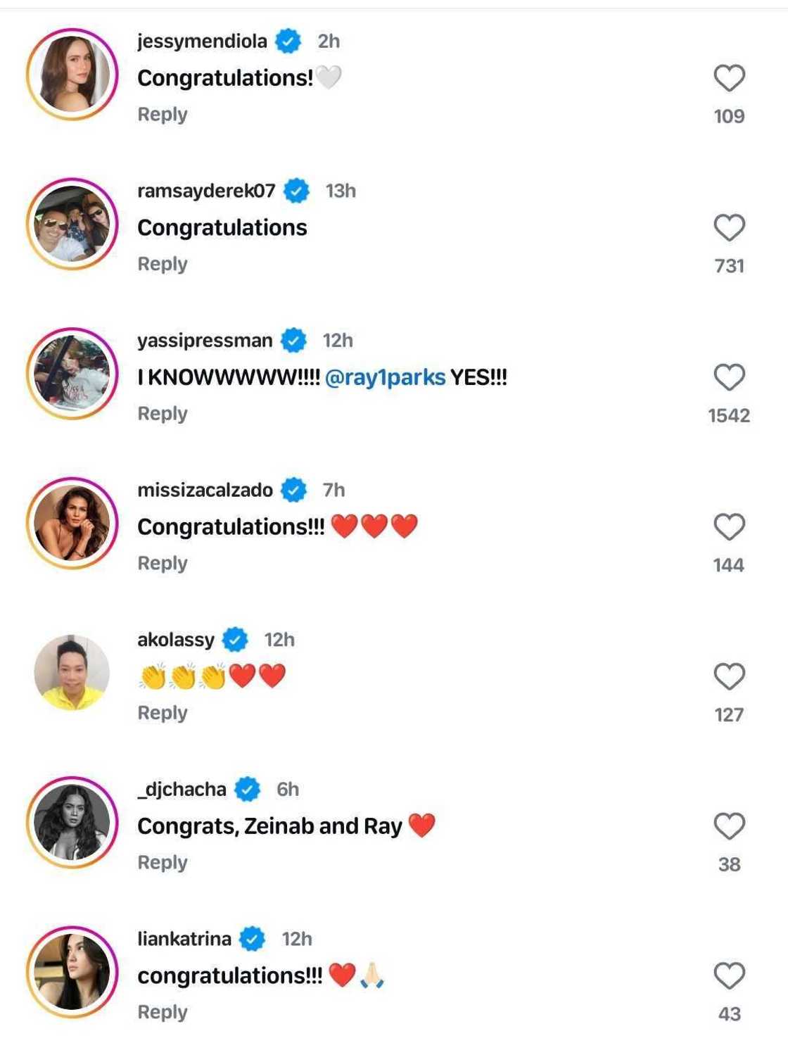 Celebrities react to Zeinab Harake, Ray Parks' engagement Celebrities react to Zeinab Harake, Ray Parks' engagement