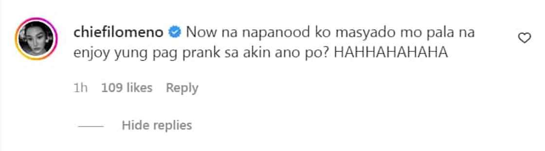 Chie Filomeno nang mapanood ang pag-prank sa kanya ni Barbie Imperial: “masyado mo pala na-enjoy” Chie Filomeno nang mapanood ang pag-prank sa kanya ni Barbie Imperial: “masyado mo pala na-enjoy”