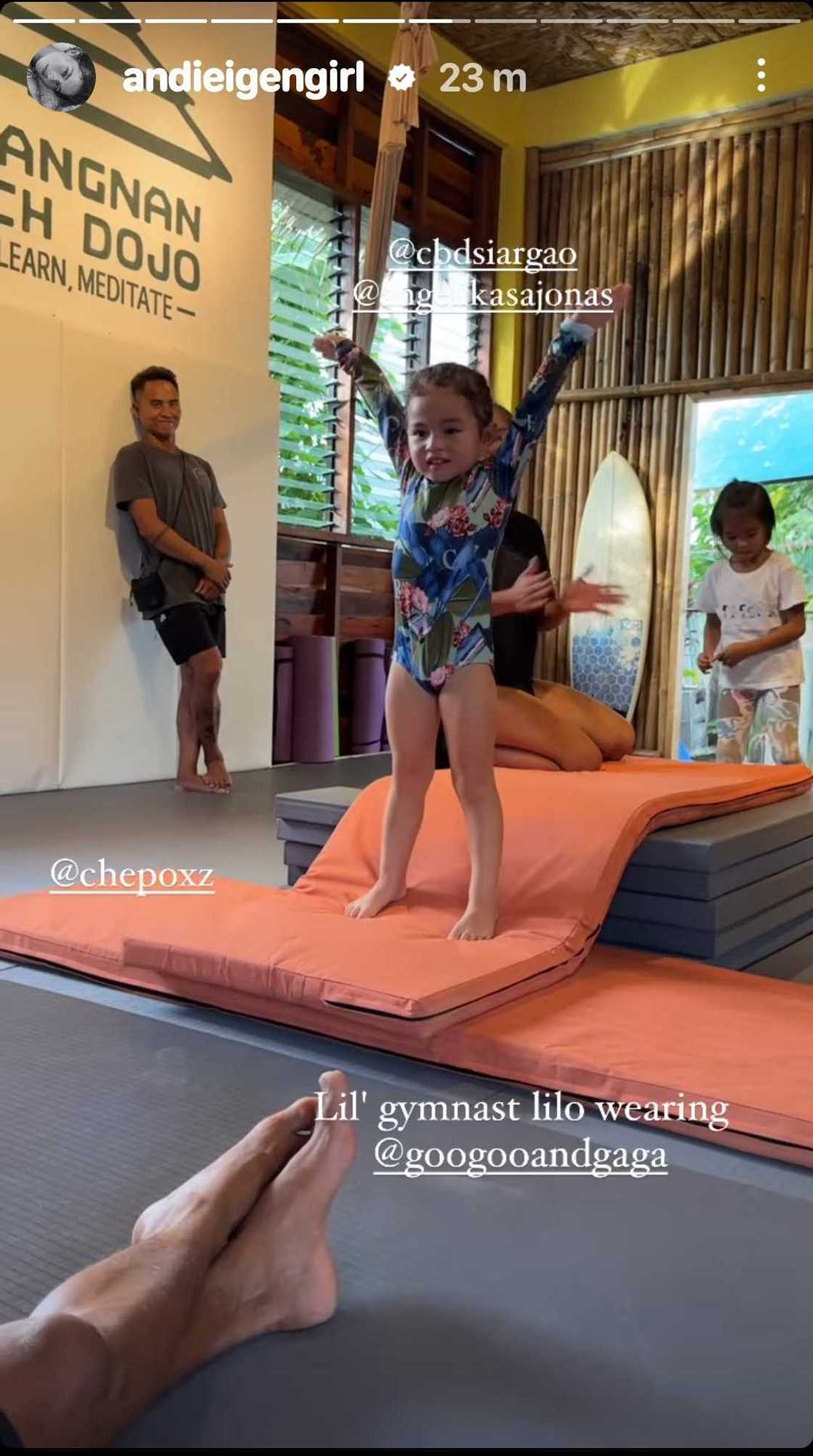 Andi Eigenmann, ibinida ang video mula sa gymnastics class ni Lilo; Philmar Alipayo, proud sa anak