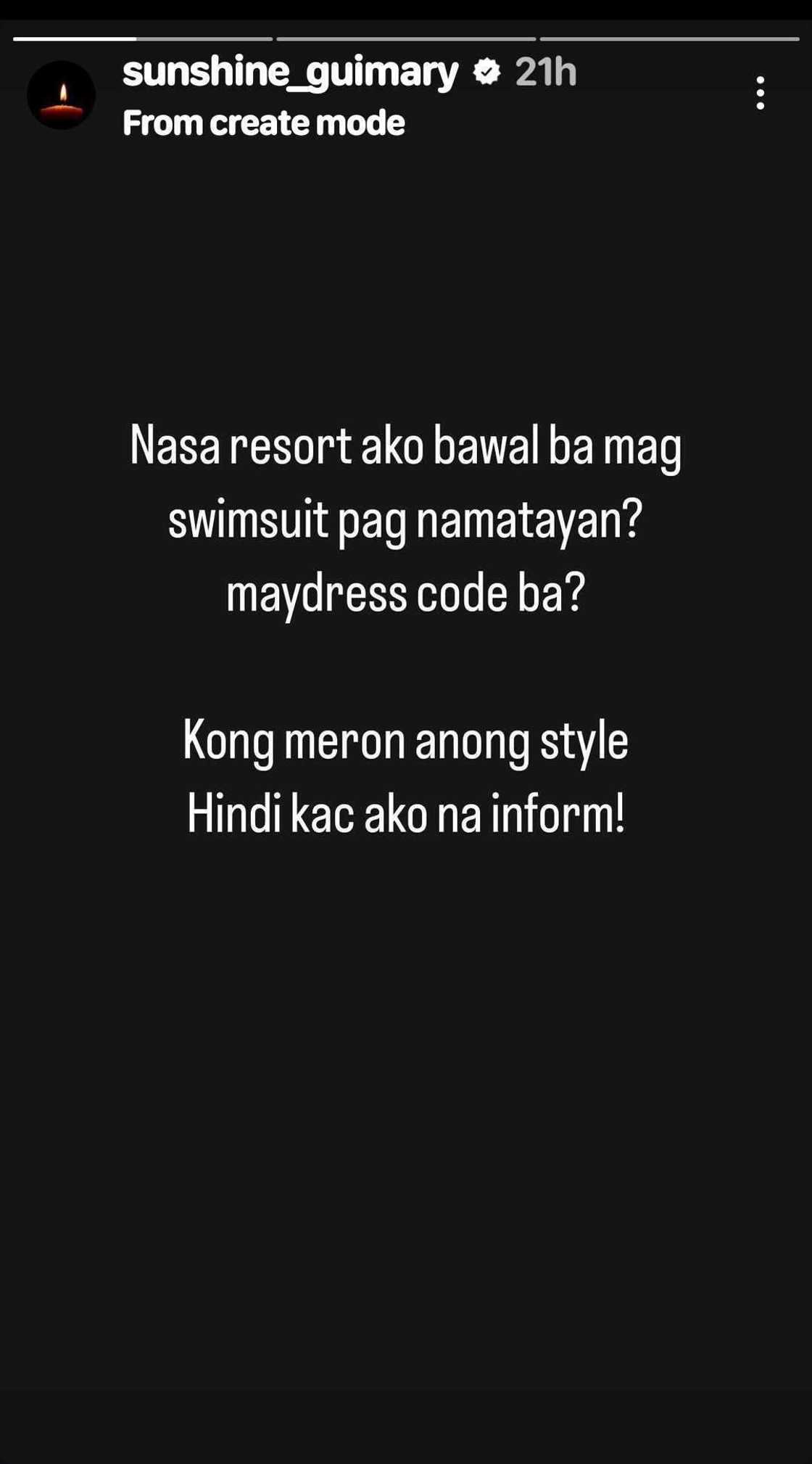 Sunshine Guimary, sinagot ang mga pumupuna sa daring na suot niya sa gitna ng pagluluksa