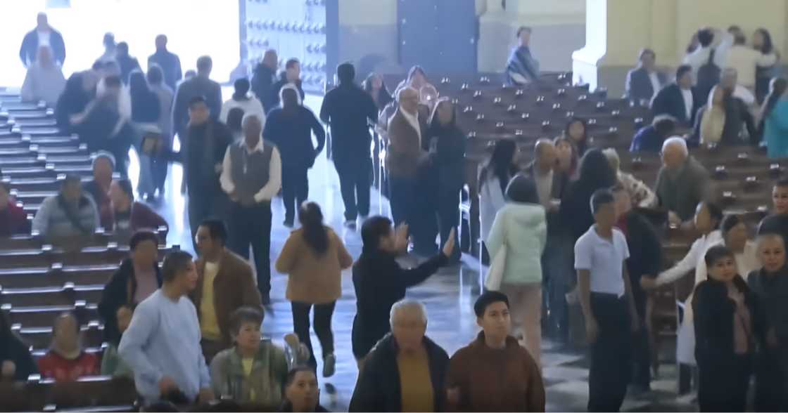 People flee church in fear as earthquake interrupts mass in Peru (Screenshot from Reuters) People flee church in fear as earthquake interrupts mass in Peru (Screenshot from Reuters)