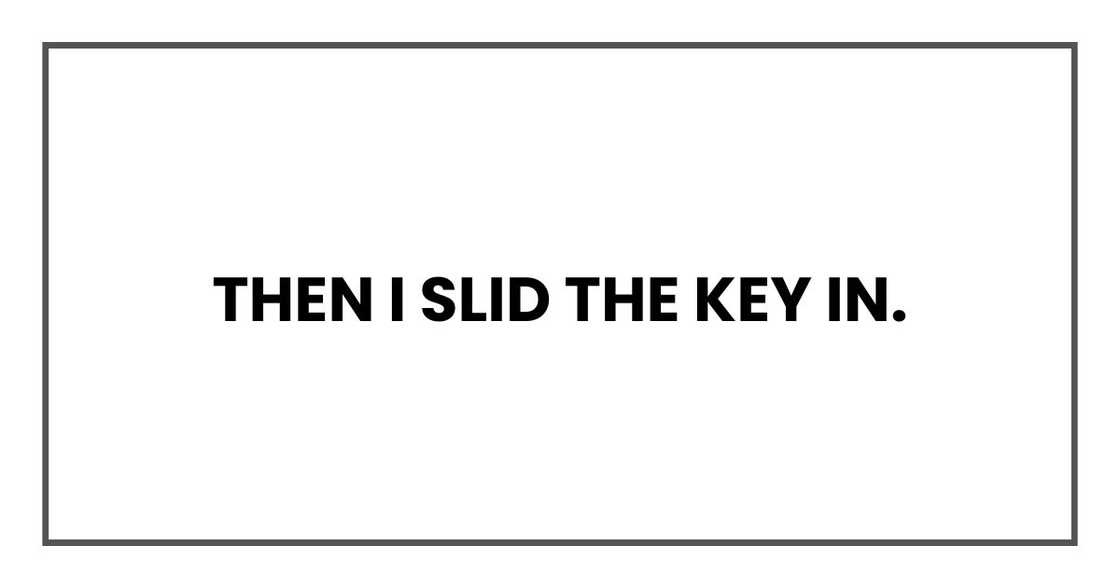 Then I slid the key in. Then I slid the key in.
