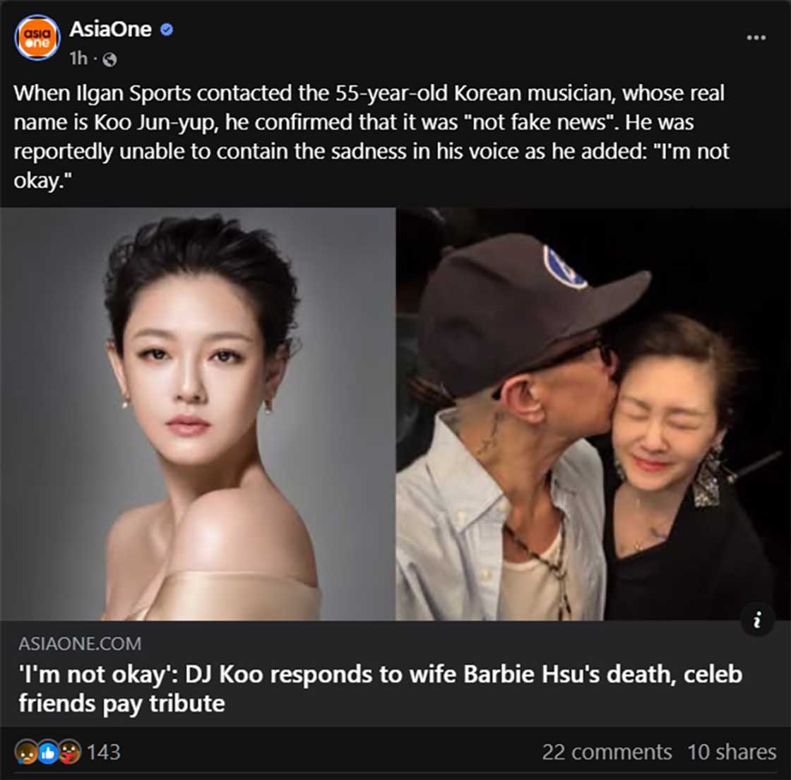 Asawa ni Barbie Hsu na si DJ Koo Jun-yup, kinumpirma pagkamatay ng asawa: “Not fake news” Asawa ni Barbie Hsu na si DJ Koo Jun-yup, kinumpirma pagkamatay ng asawa: “Not fake news”