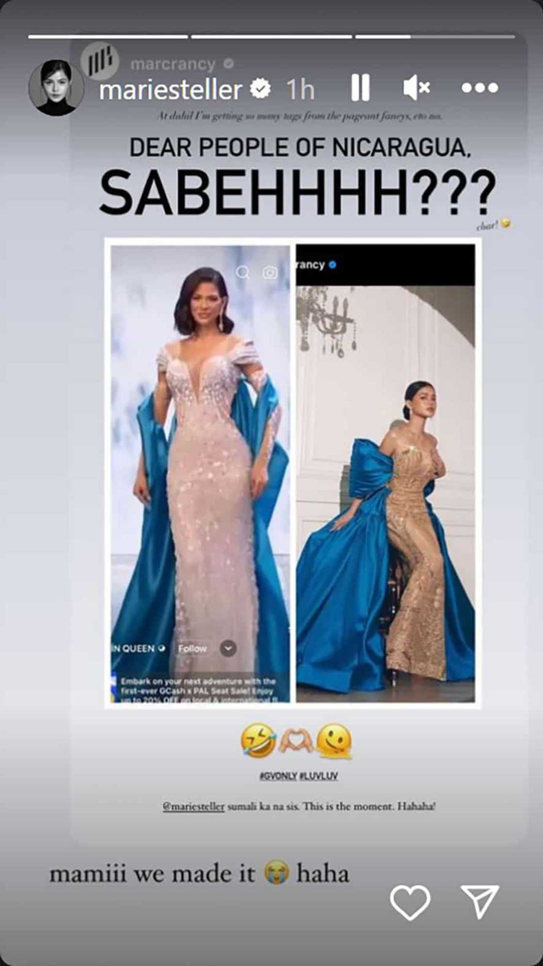 Maris Racal, nakatutuwang repost niya ukol sa tila magkaparehos nilang gown ni Ms Nicaragua, viral